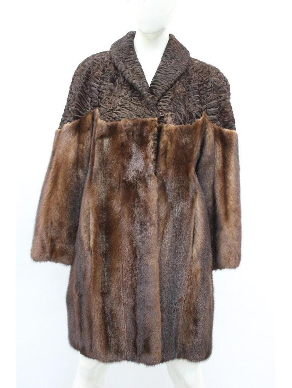 EXCELLENT MAHOGANY MINK ASTRAKHAN LAMB FUR COAT JACKET WOMEN WOMAN SIZE 6 SMALL